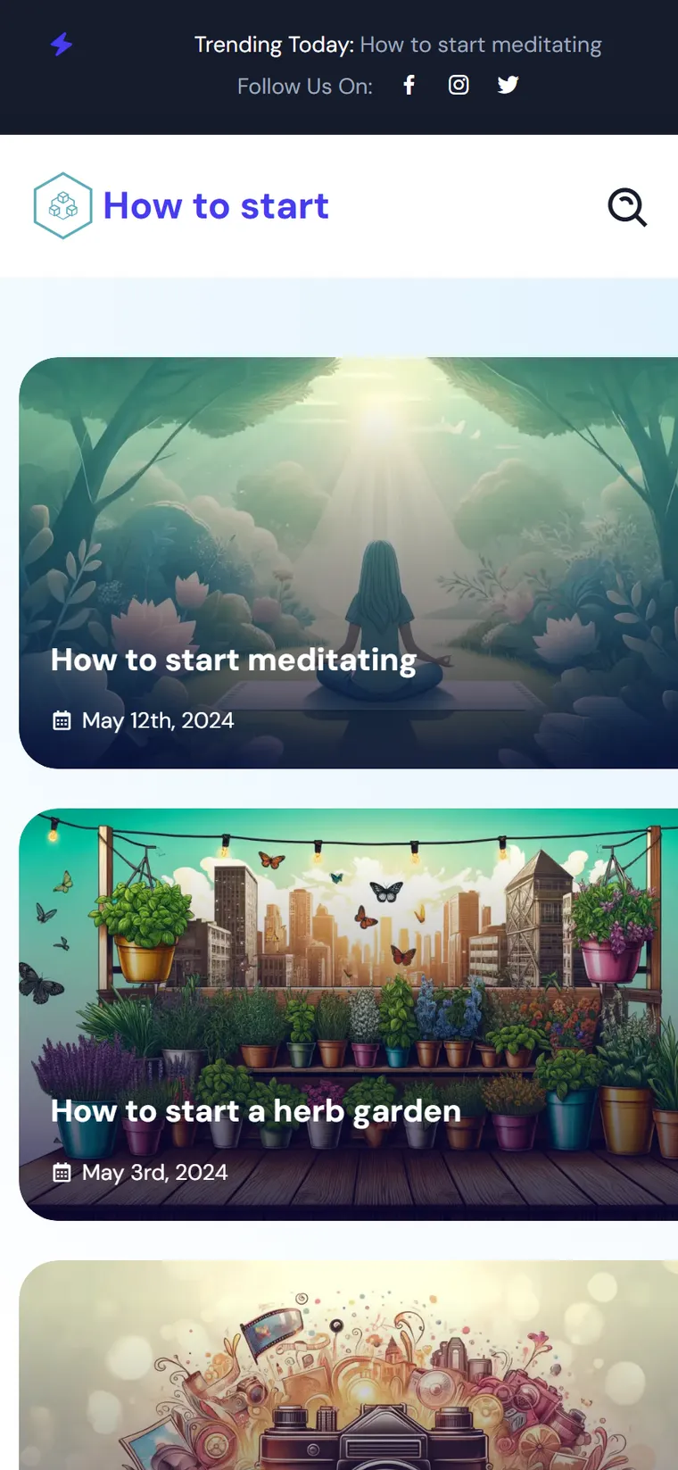 How to start homepage with featured beginner guides on mobile